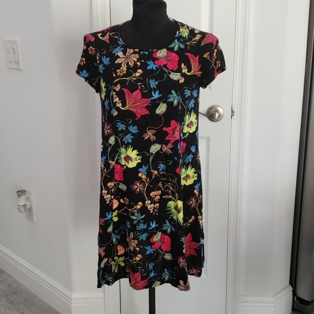 H&M swing mini dress short sleeve floral sz 4 34